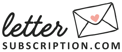 Logo for LetterSubscription.com featuring a cursive "letter" text and an envelope icon with a small heart.